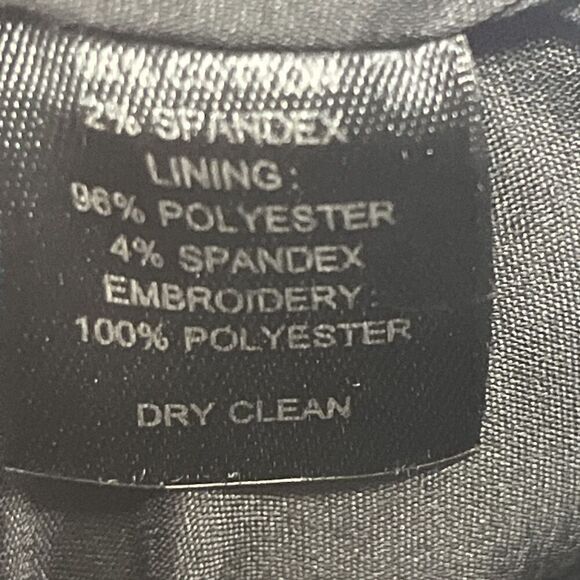 White House Black Market Black Dress Embroidered White Square Neck Strap- Size 6 - Picture 11 of 11